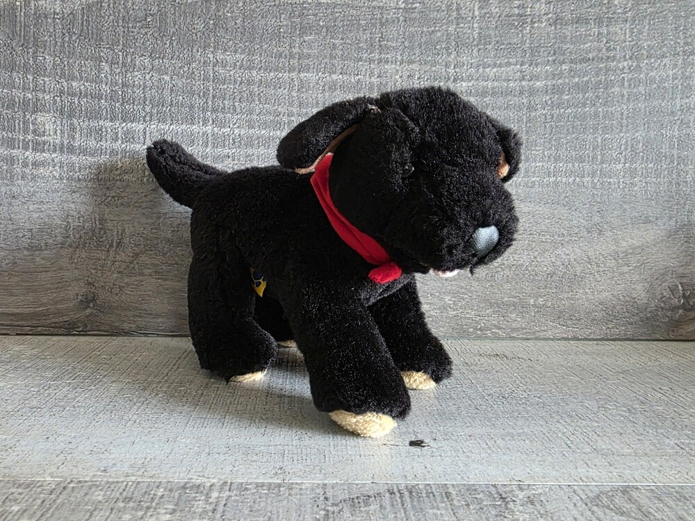 Build A Bear Mini Black Lab Puppy Dog Plush Red Magnetic Bandana G34